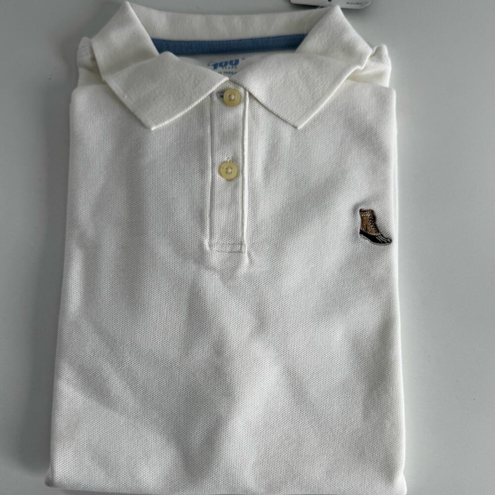 NEW Old Stock LL Bean Polo Shirt 100 Year Edition With Boot Logo White small